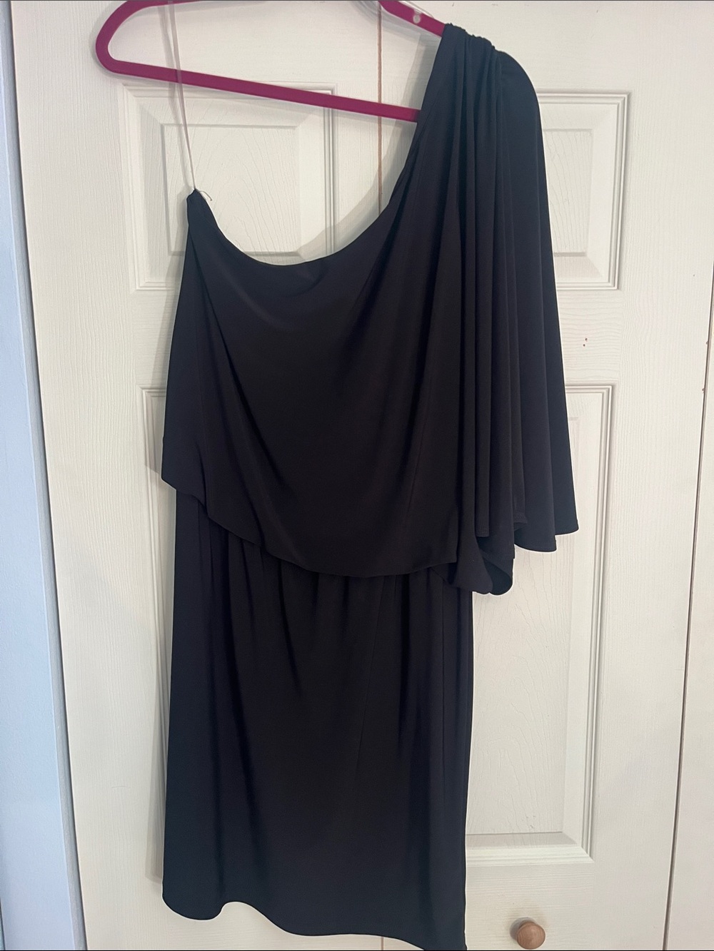 Annalee + Hope One-Shoulder Black Draped Cocktail Dress